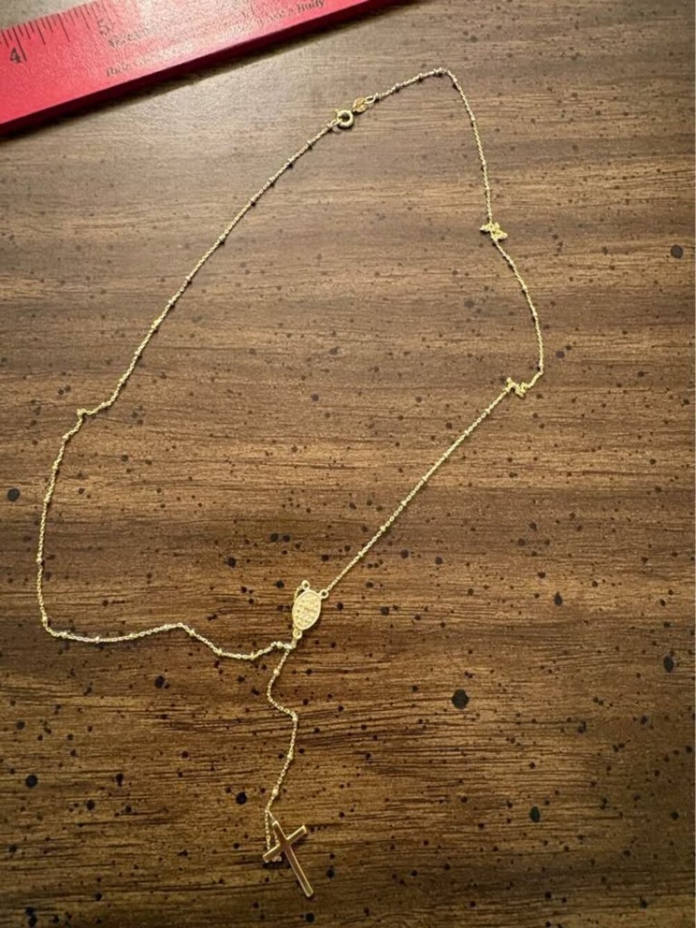 Gold-Plated 925 Sterling Silver Rosary Necklace
